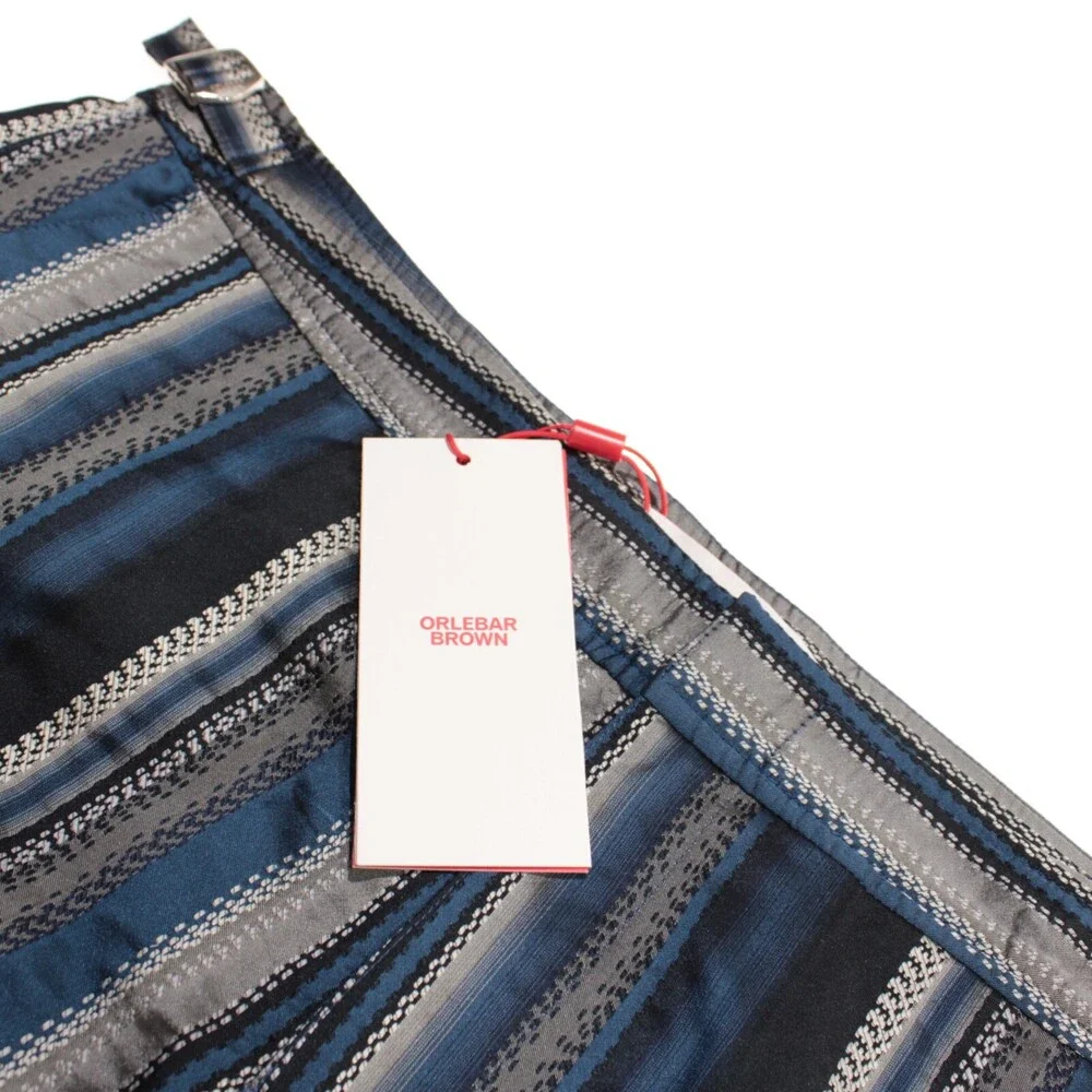 Orlebar Brown NWT Swim Suit Size 36 US In Blue Striped 100% Polyester Bulldog